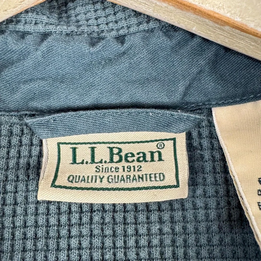 LL Bean Shirt Jacket Mens XL Tall‎ Blue Waffle Knit Snap Front Thermal 518840